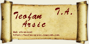 Teofan Arsić vizit kartica